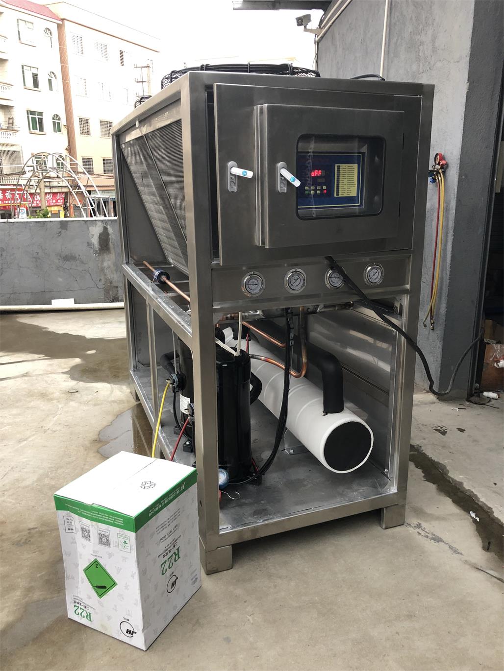 20HP Paslanmaz Çelik Hava Soğutmalı Kabuk ve Borulu Chiller